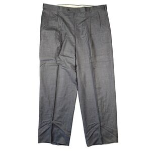 Paul Fredrick Mens Wool Cashmere Pleated Dress Pants Gray 44RW